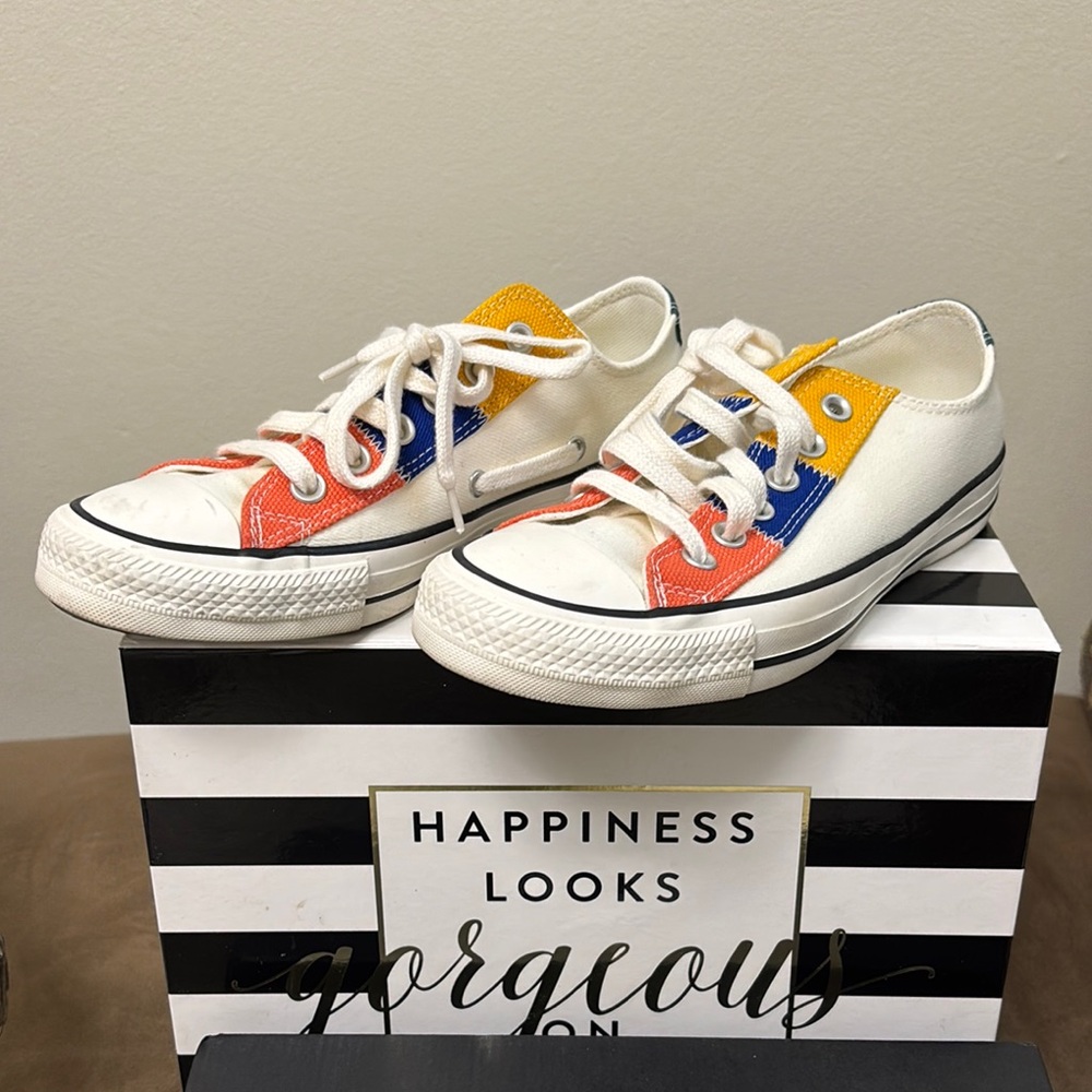 Converse Orange and Blue Sneakers Classic Canvas Style